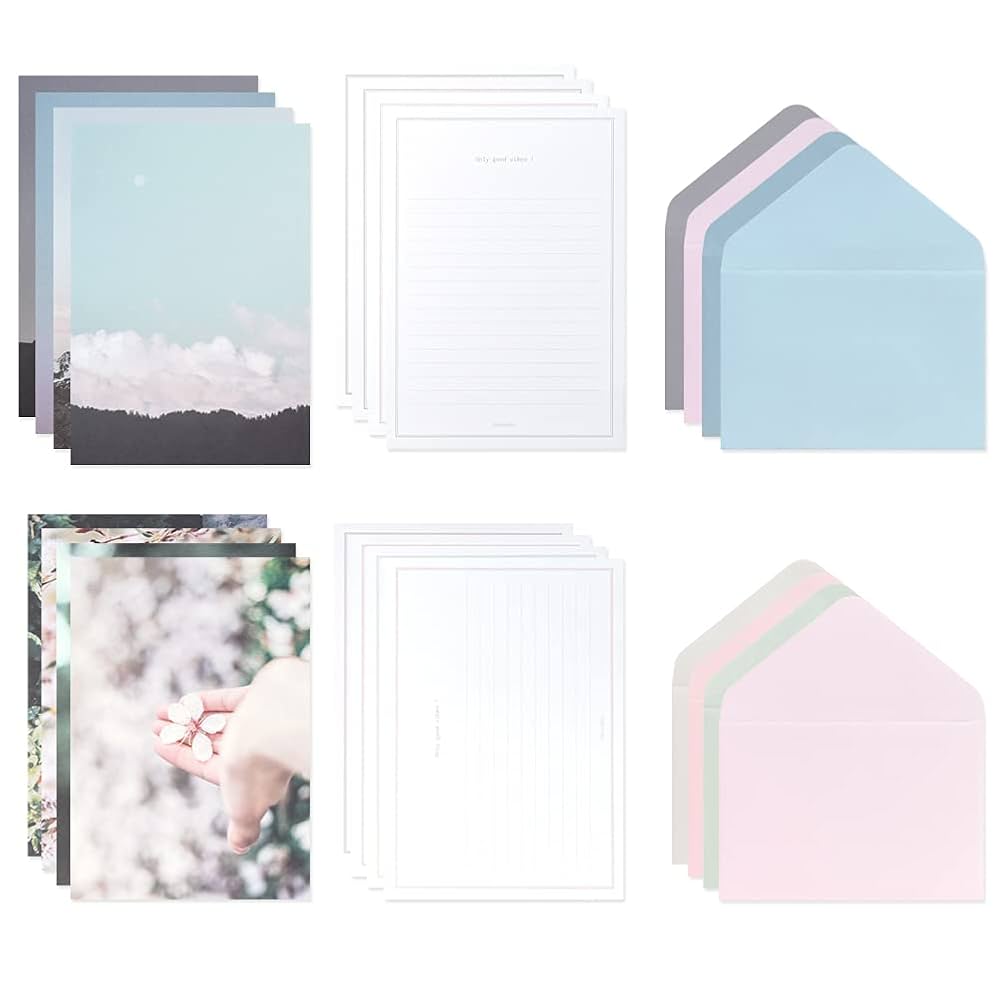 Amazon | モノライク フォト 便箋+封筒 8種 セット - Photo